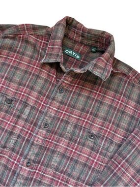 Orvis Perfect Flannel Shirt Mens L Plaid Button Up Outdoor Cabin Core Lumberjack